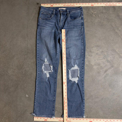 Levi's 724 High Rise Straight Jeans Womens 28 Distressed