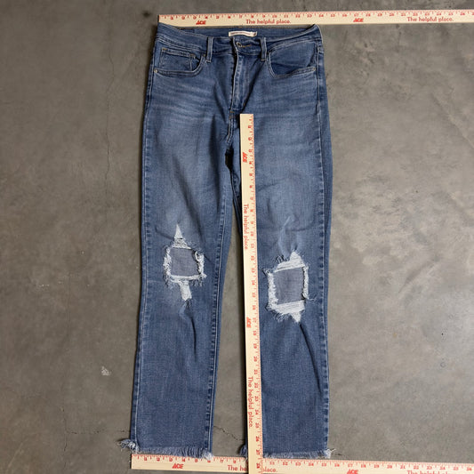 Levi's 724 High Rise Straight Jeans Womens 28 Distressed