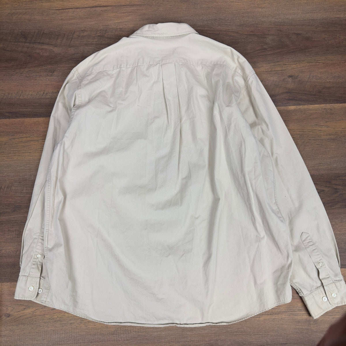 Eddie Bauer Men Relaxed Fit Button Down Shirt Tan Cotton Long Sleeve XL Heritage