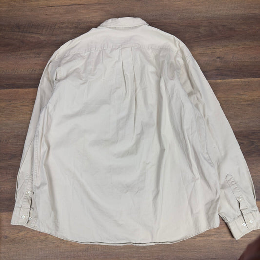 Eddie Bauer Men Relaxed Fit Button Down Shirt Tan Cotton Long Sleeve XL Heritage