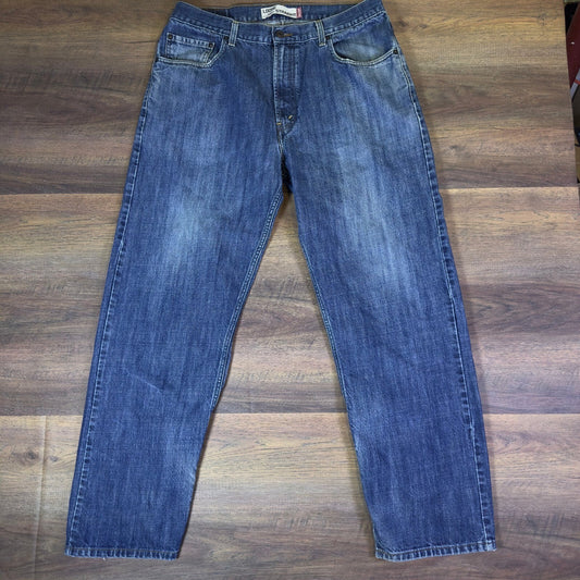 Levi's 569 Loose Straight Jeans Men's 36x34 Blue Distressed Y2K Denim Pants