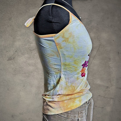 Vanity Sunset Graphic Cami Tank Womens M Tie Dye Orange