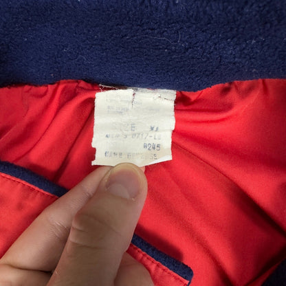 Vintage LL Bean Pullover Windbreaker XL Red Navy Snap Neck