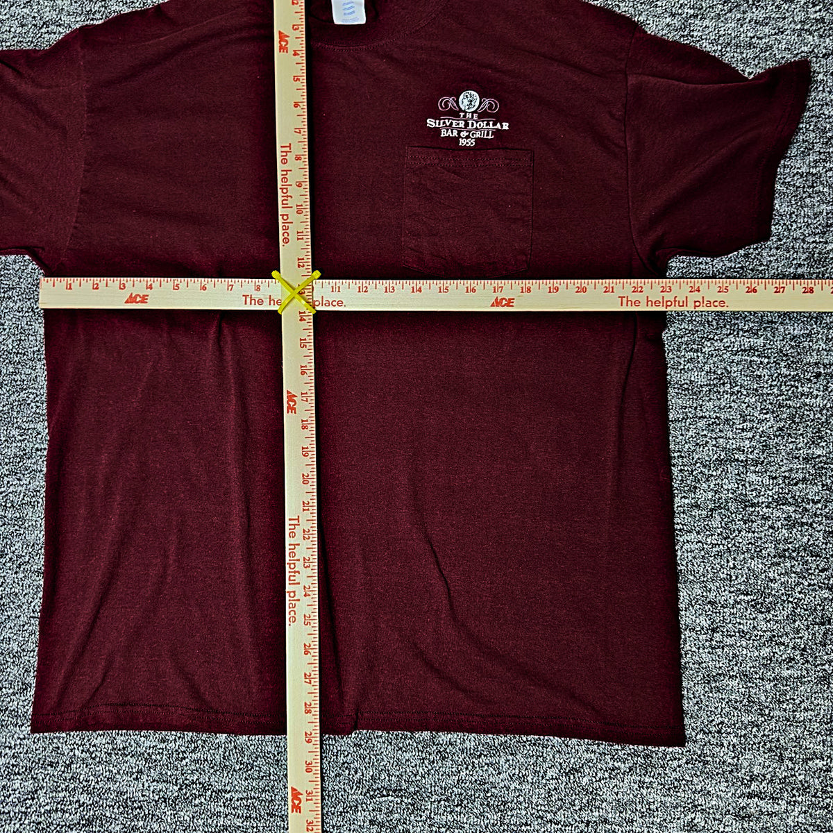 Port & Company Silver Dollar Pocket Tee Mens XL Maroon