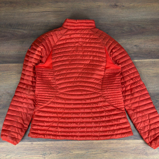 Eddie Bauer First Ascent Womens Red Down Puffer Jacket Large Full Zip damaged