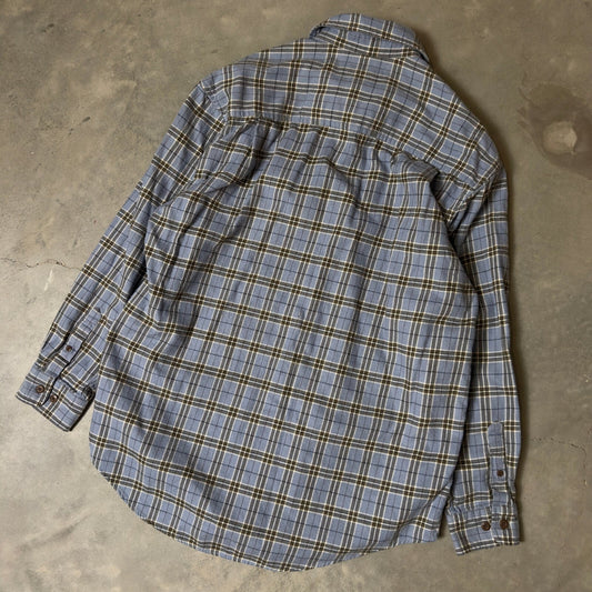 Vintage Eddie Bauer Flannel Shirt Womens M Blue Plaid Gorpcore Heritage 90s