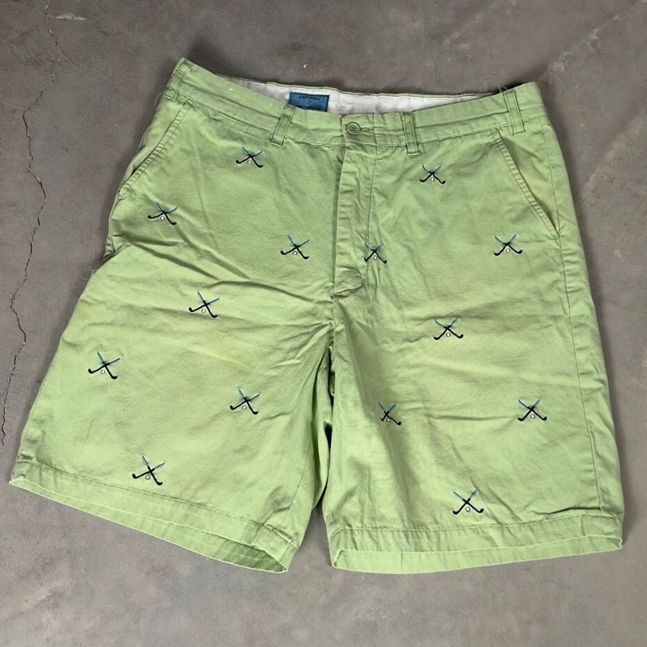 Castaway Clothing Golf Shorts Mens 34 Lime Green Embroidered