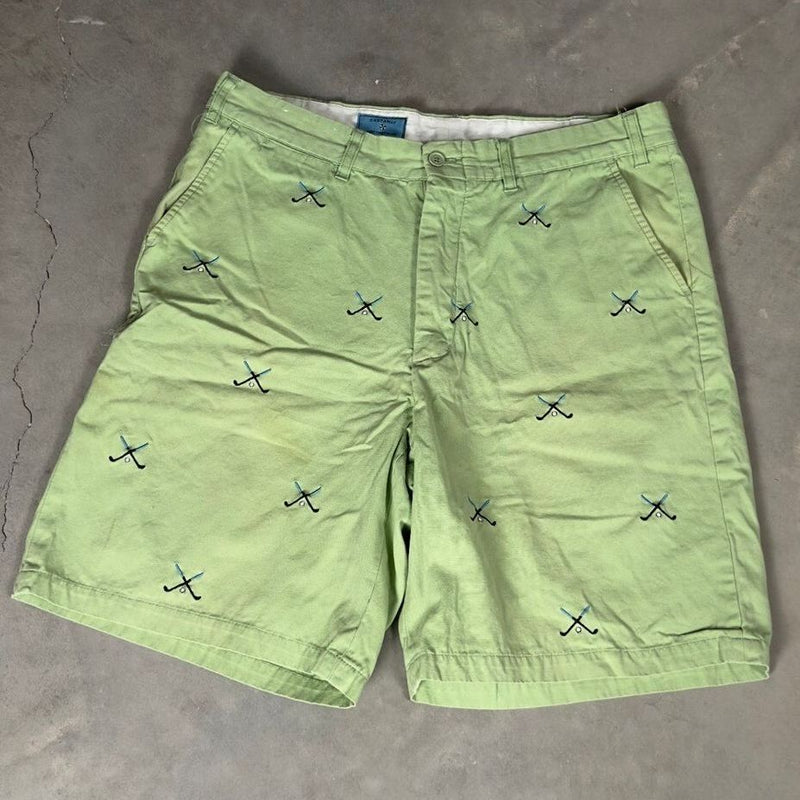 Castaway Clothing Golf Shorts Mens 34 Lime Green Embroidered
