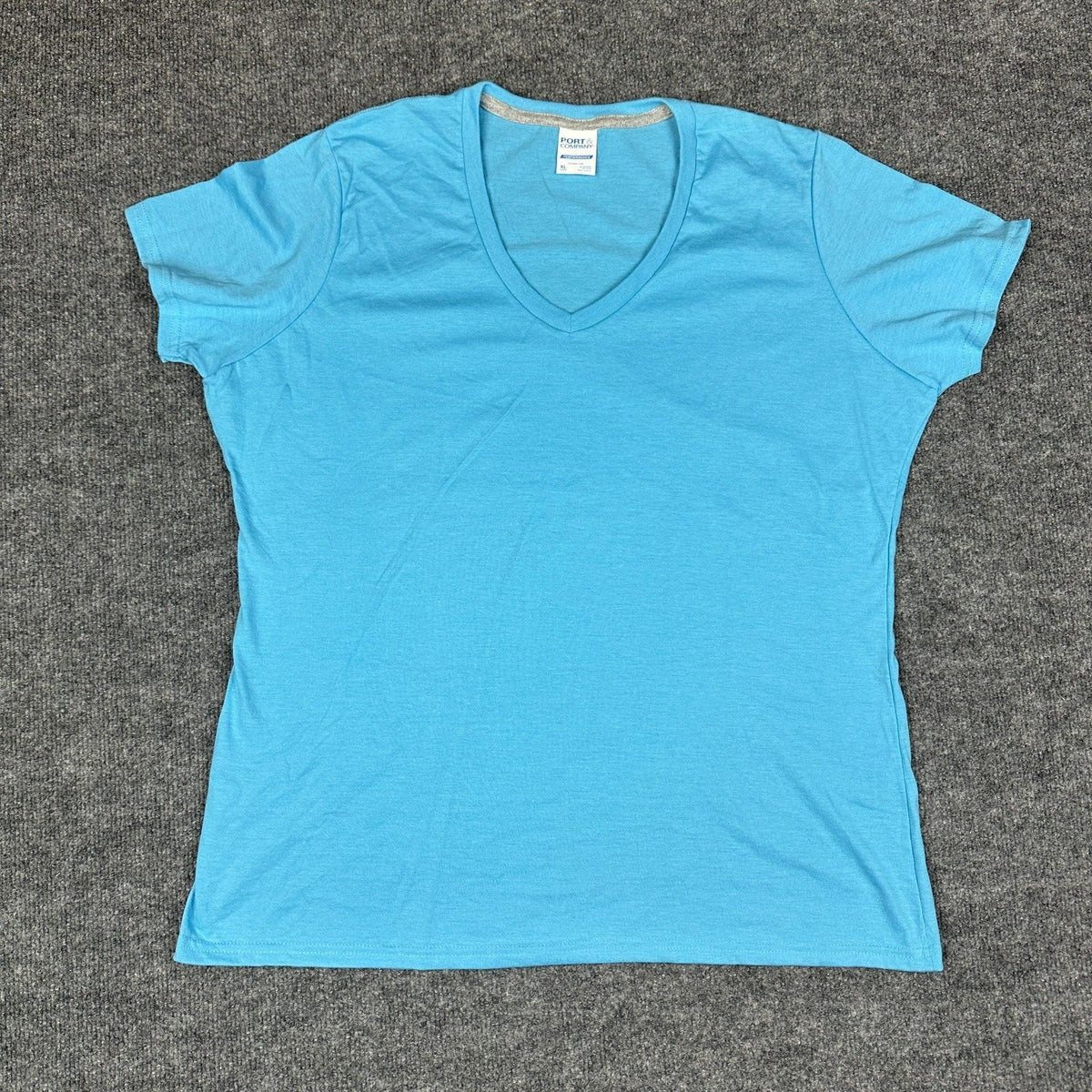 Port & Company LPC381V V-Neck Tee Womens XL Aquatic Blue NWT