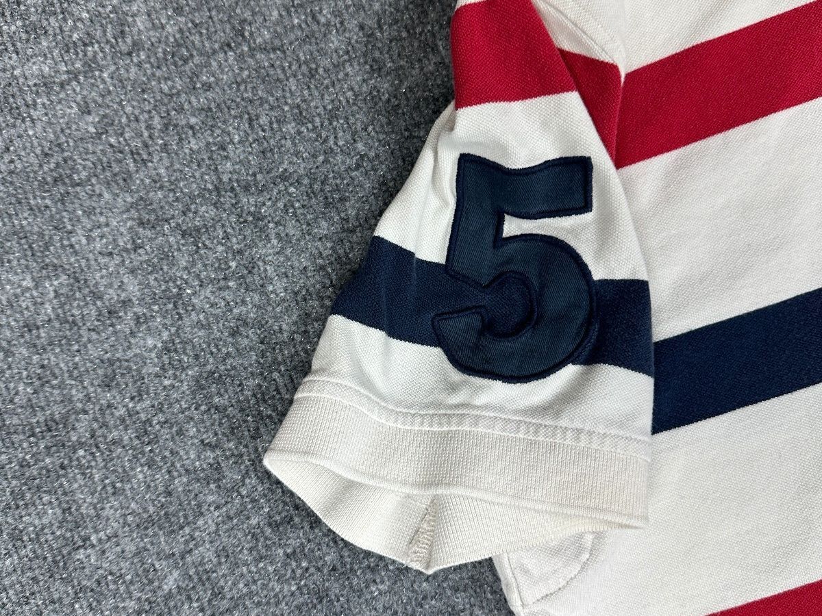 Tommy Hilfiger Polo Shirt Mens XL Red Navy White Striped