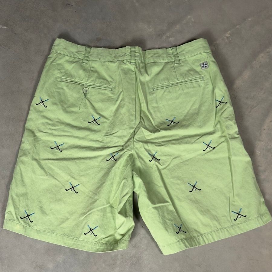Castaway Clothing Golf Shorts Mens 34 Lime Green Embroidered
