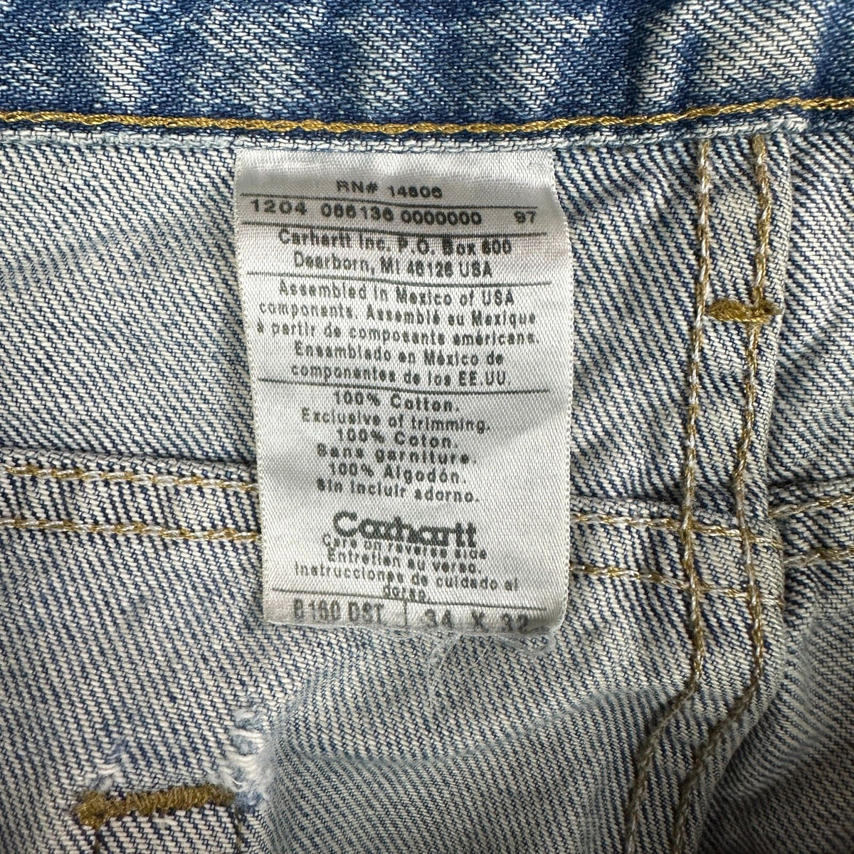 Vintage Carhartt Mens 34x32 Blue Denim Jeans Workwear
