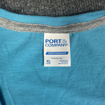 Lot of 2 Port & Co LPC381V V-Neck Womens XL Aquatic Blue NWT