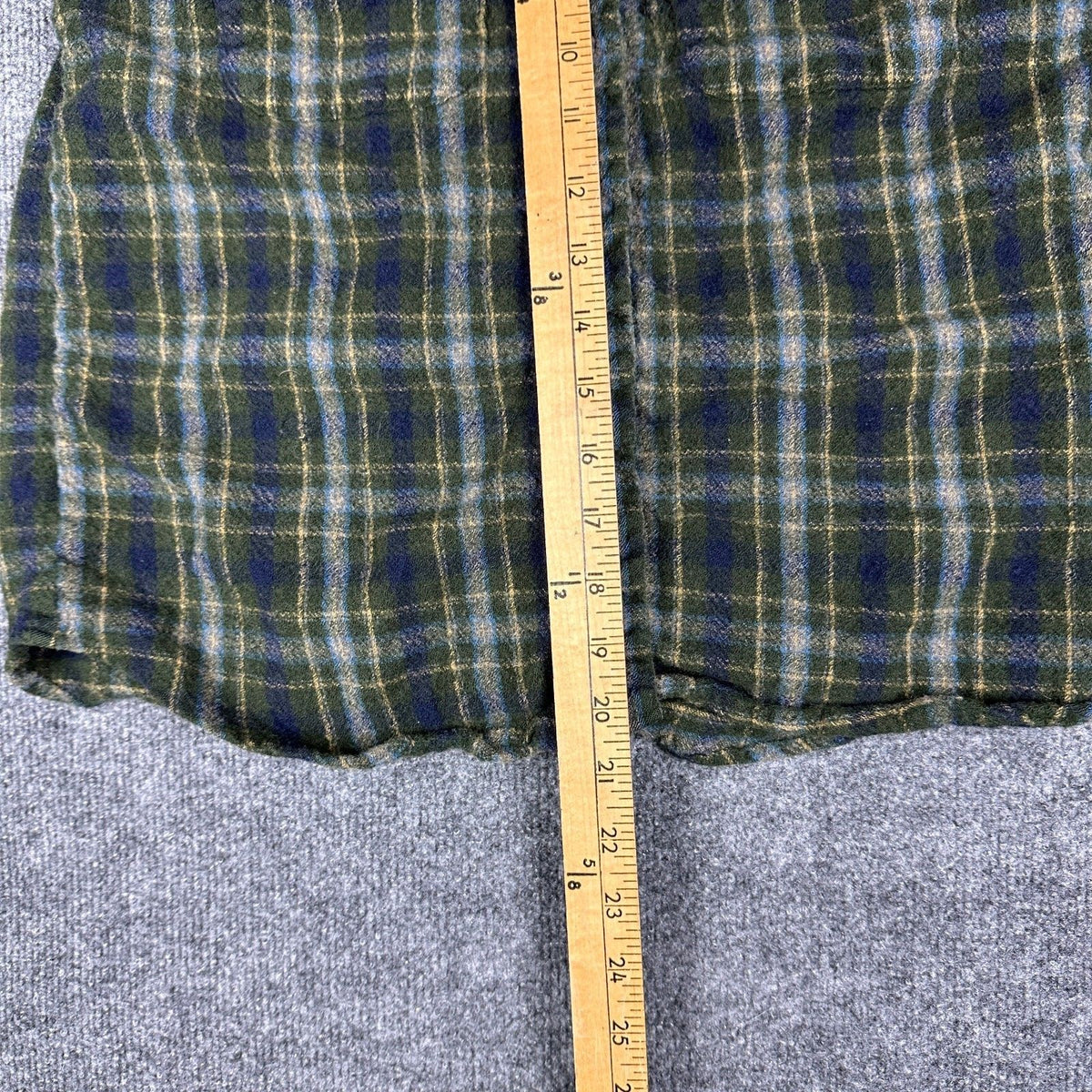 Vintage L.L.Bean Boys L Flannel Shirt Green Plaid