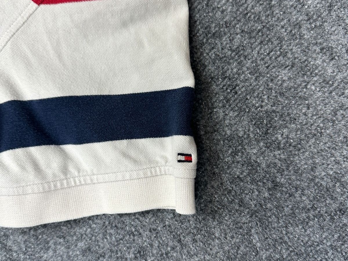Tommy Hilfiger Polo Shirt Mens XL Red Navy White Striped