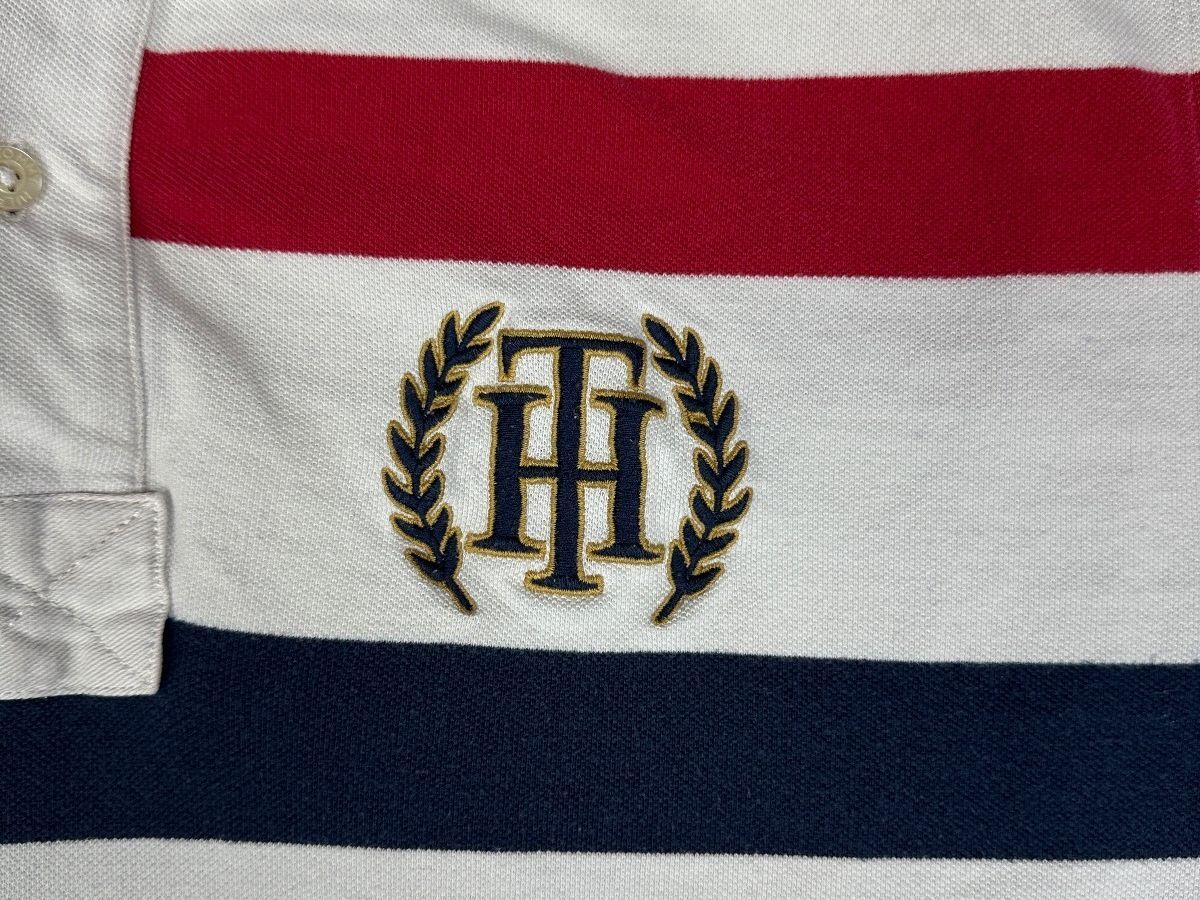 Tommy Hilfiger Polo Shirt Mens XL Red Navy White Striped