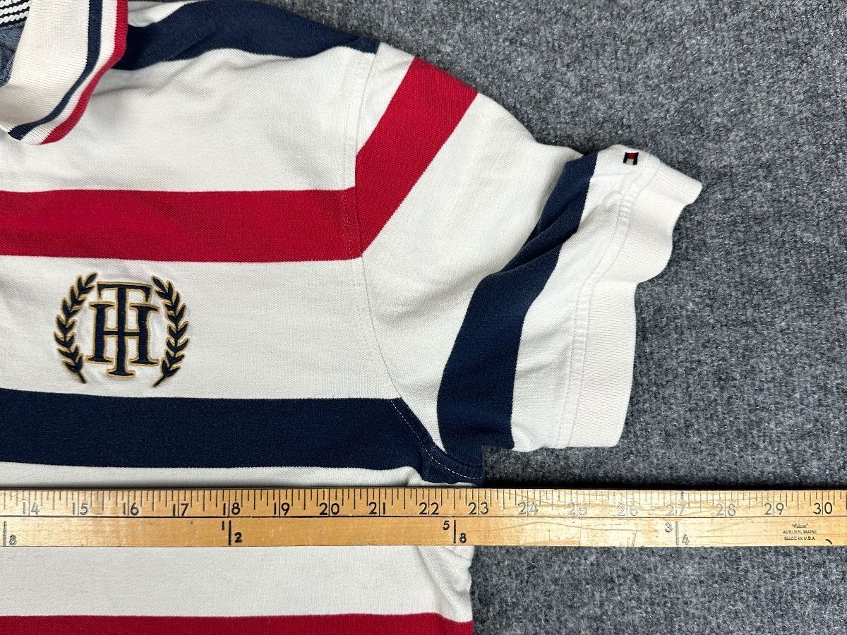 Tommy Hilfiger Polo Shirt Mens XL Red Navy White Striped