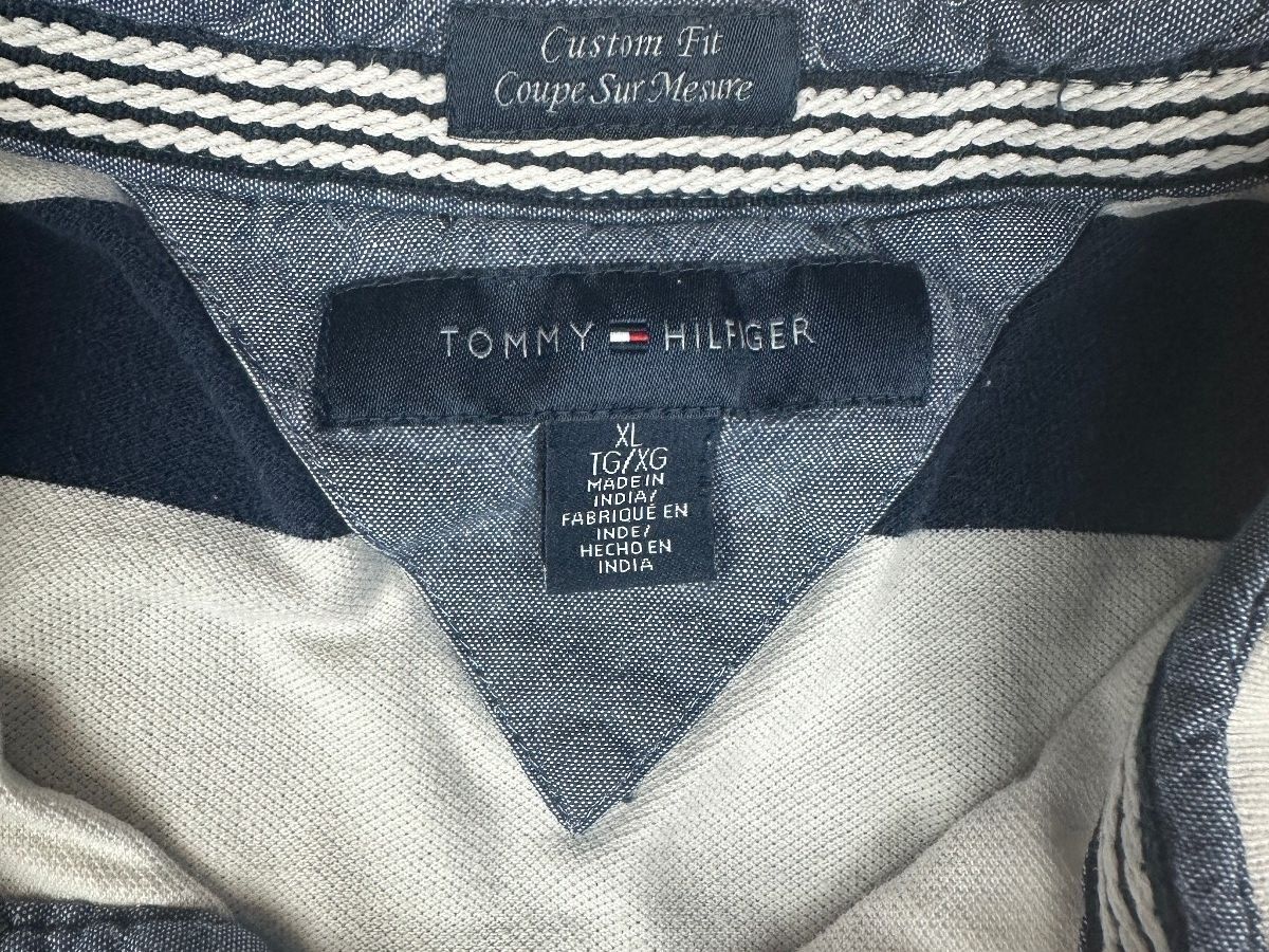 Tommy Hilfiger Polo Shirt Mens XL Red Navy White Striped