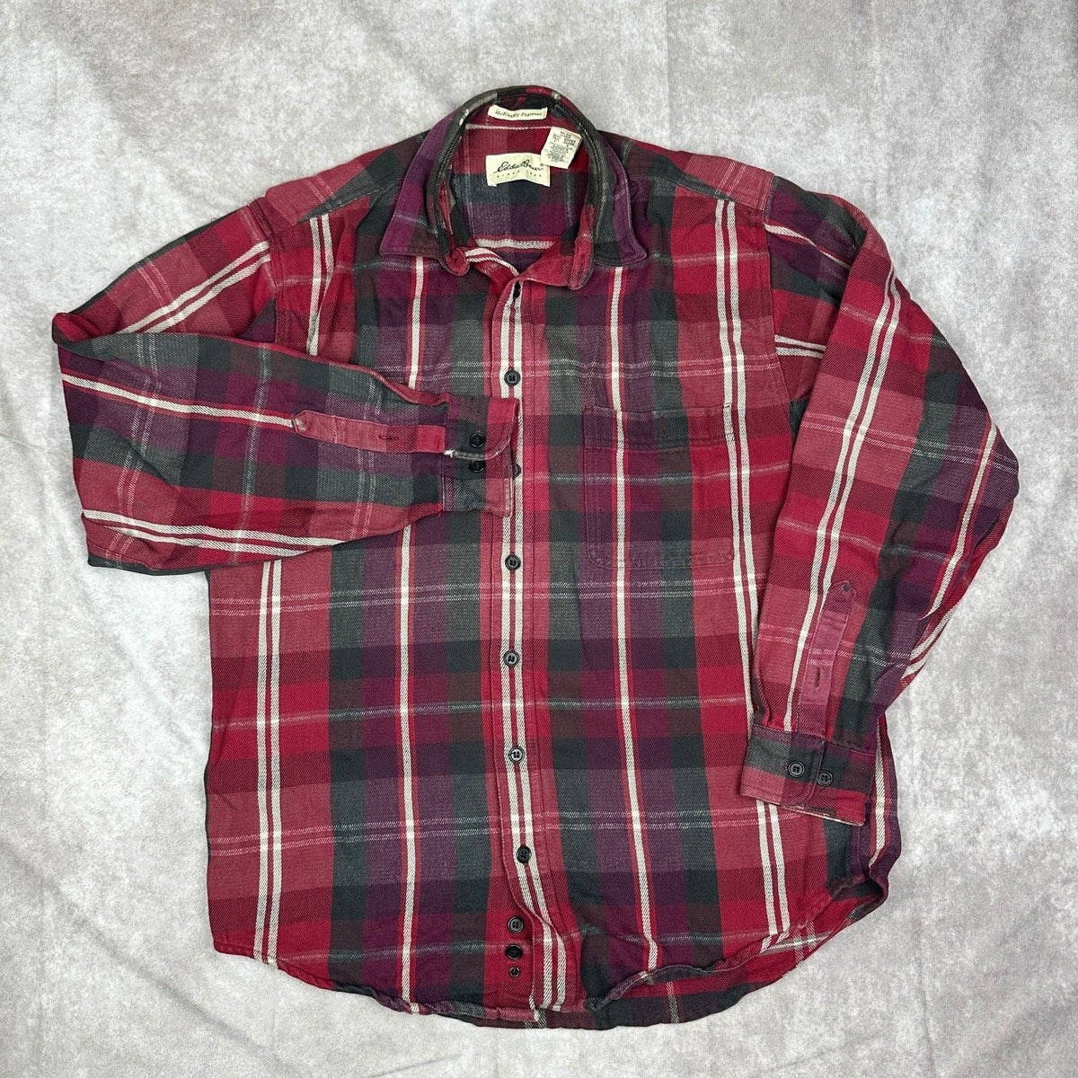 Vintage Eddie Bauer McKinley Flannel Shirt Mens LT Red Plaid